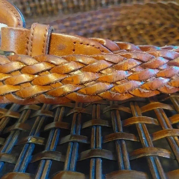Vintage caramel leather braided, woven boho belt Size M/L - Picture 9 of 9